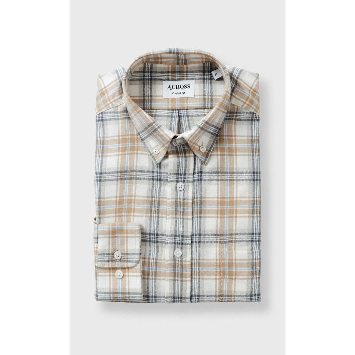 Chemise Confort fit en coton laine mérinos bleu ciel, ACROSS