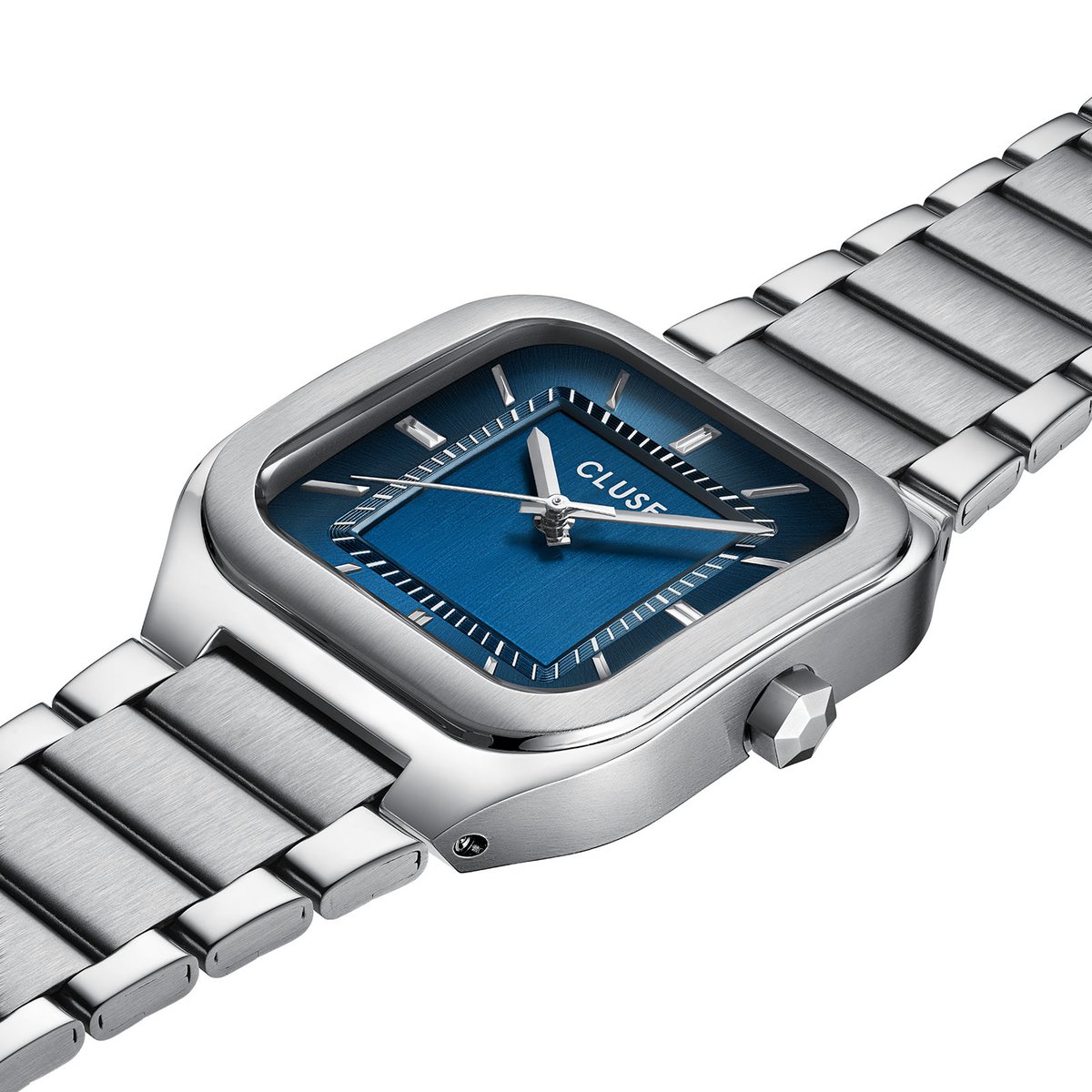 Montre Analogique QUADRUS argenté bleu argenté, CLUSE
