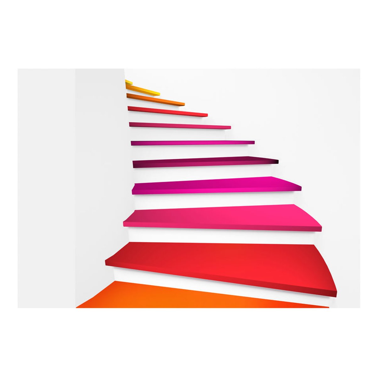 Papier peint intissé panoramique 3D et Perspective Colorful stairs rose, EDEN