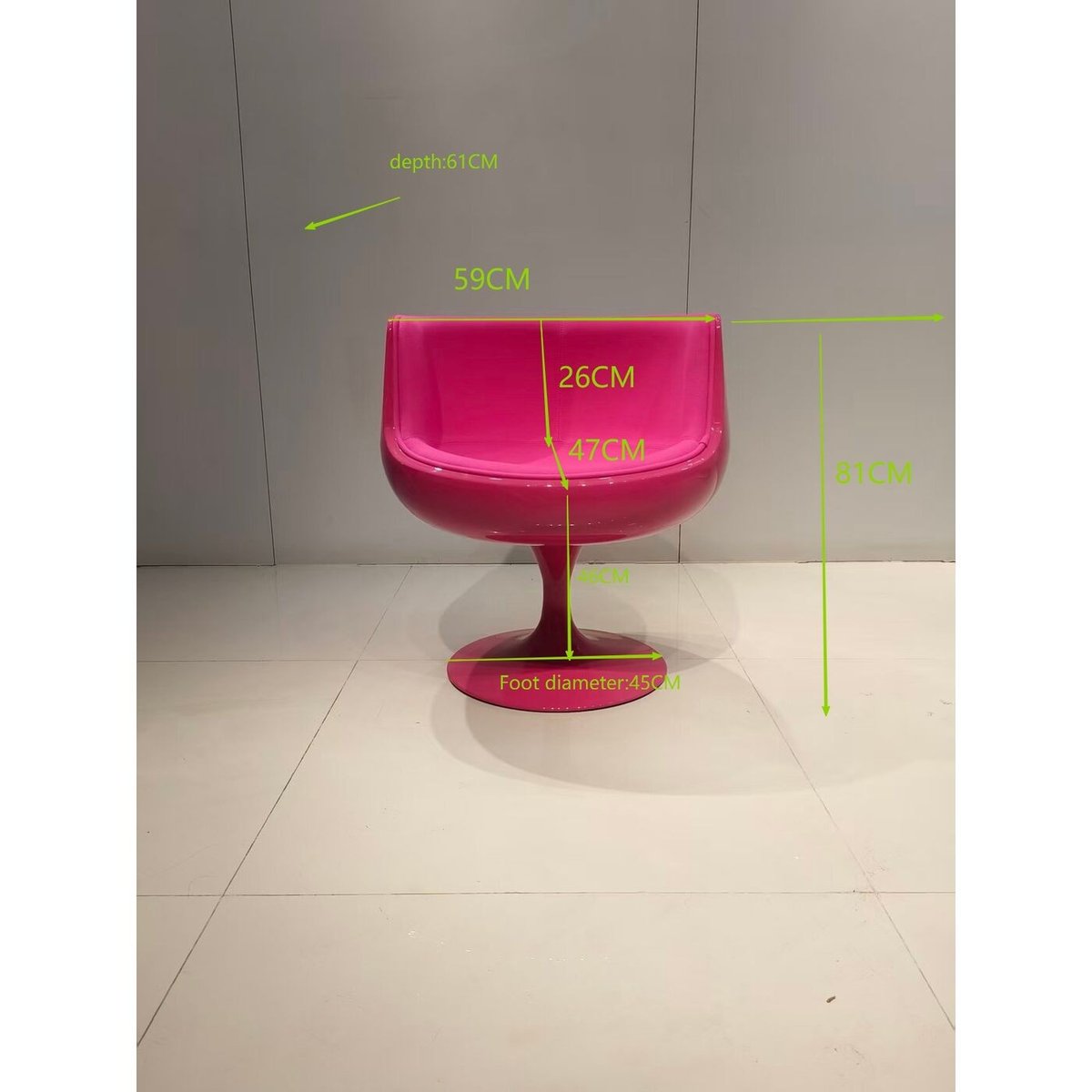 Fauteuil pivotant en polyester et fibre de verre, CLUB rose, KARE DESIGN