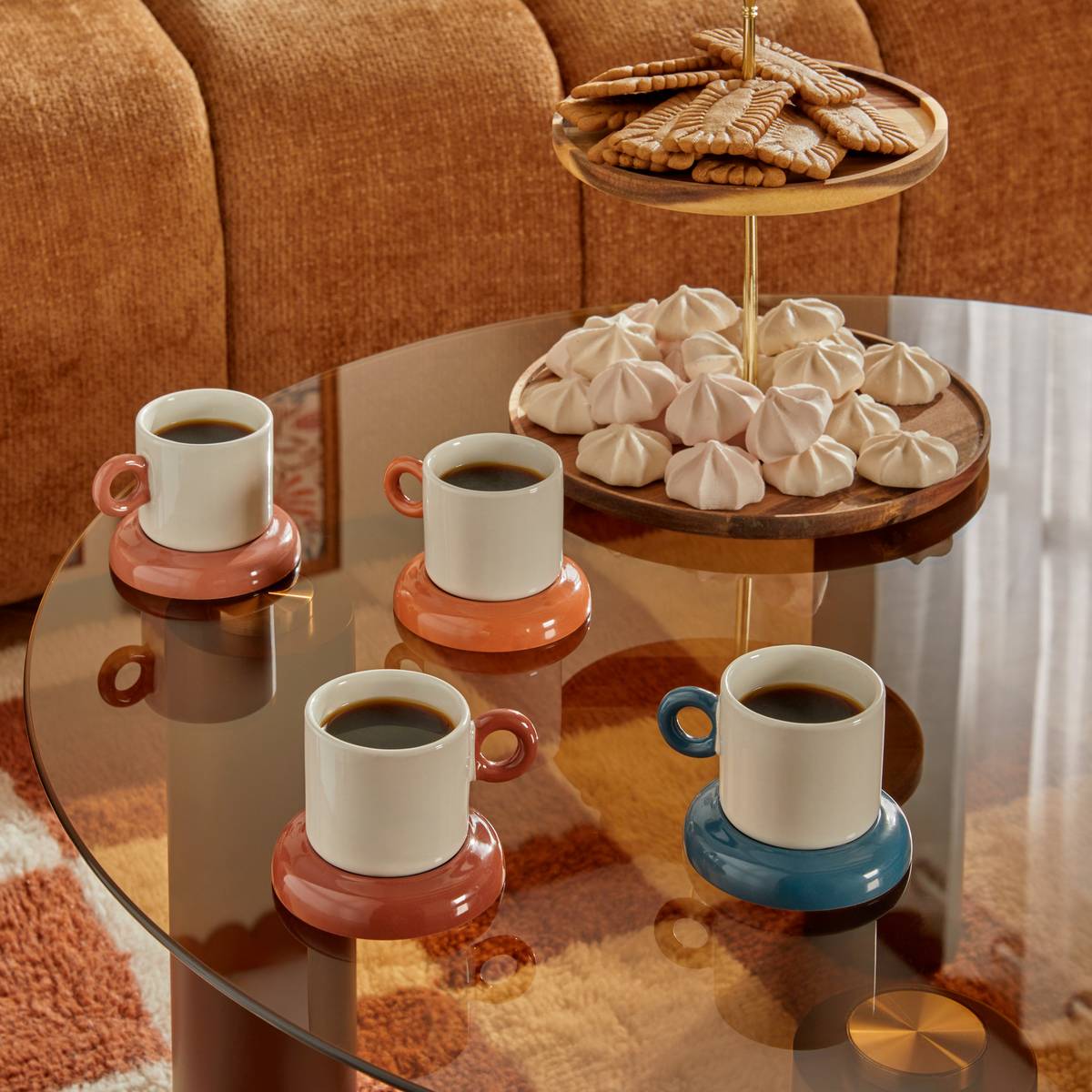 Coffret de 4 tasses en grès HOMY multicolore, ATMOSPHERA