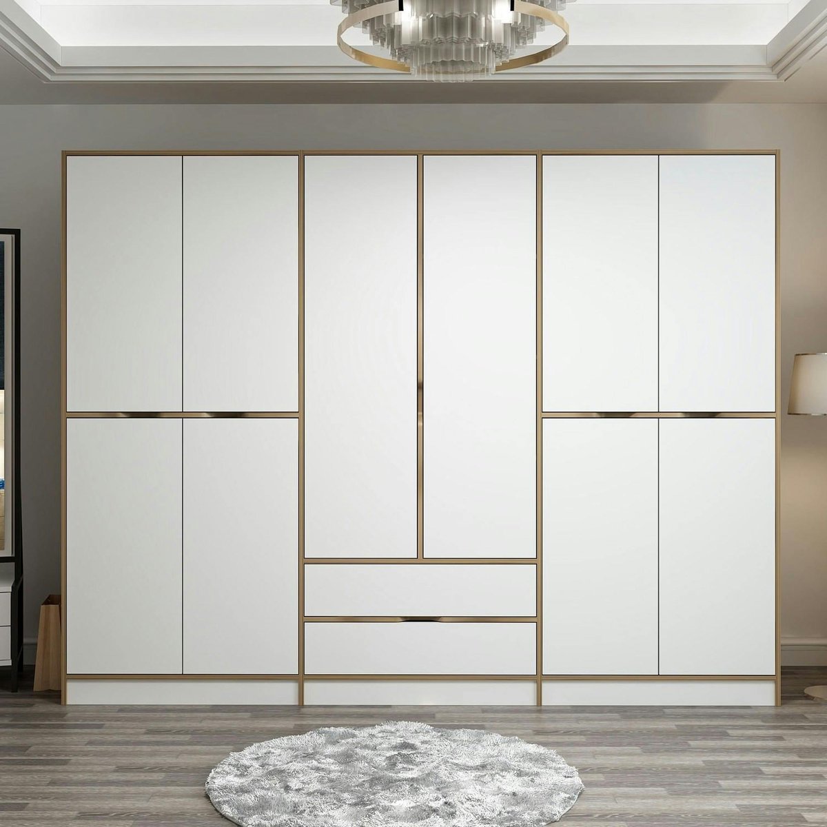 Armoire 10 portes 2 tiroirs BYRON blanc, PIER IMPORT