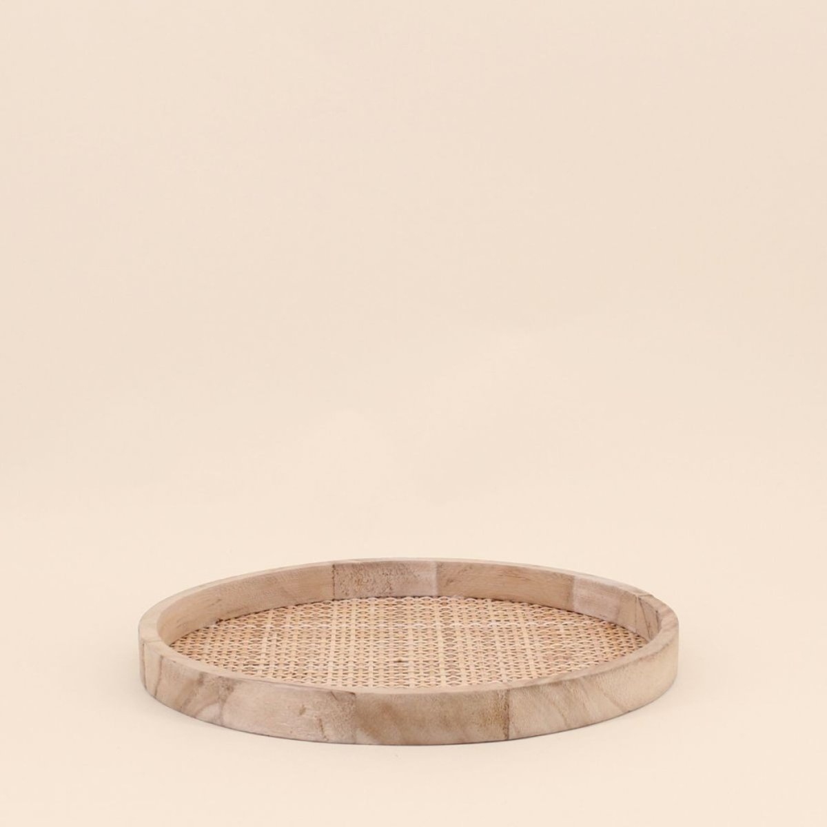 Set de 2 plateaux ronds en cannage naturel, ORNAMI