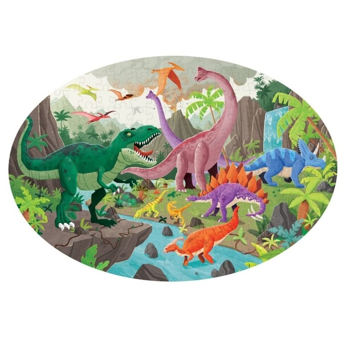 Puzzle & Livre - Voyagez, découvrez, explorez, Les dinosaures vert, SASSI