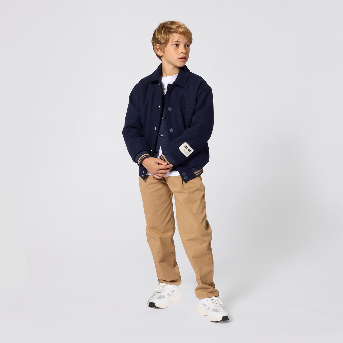Blouson en lainage bleu cargo, BOSS KIDSWEAR
