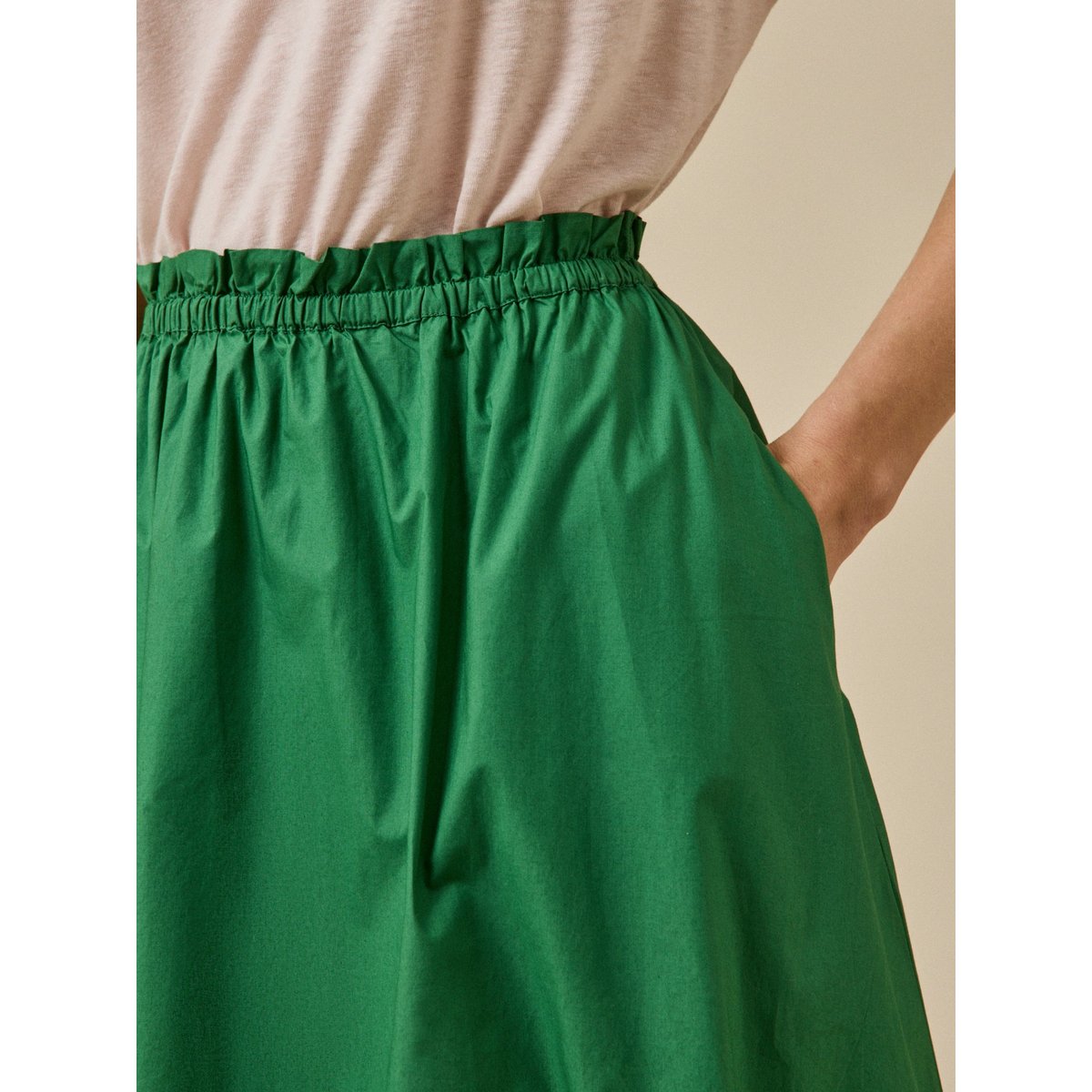 Jupe mi-longue popeline craquante menthe, CYRILLUS