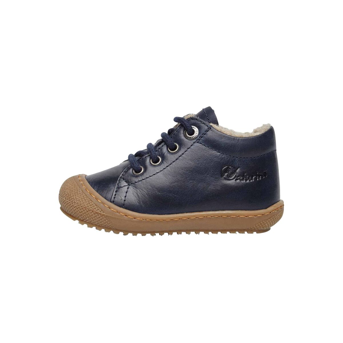 Chaussons Premiers Pas, Doublés En Laine Racoon marine, NATURINO