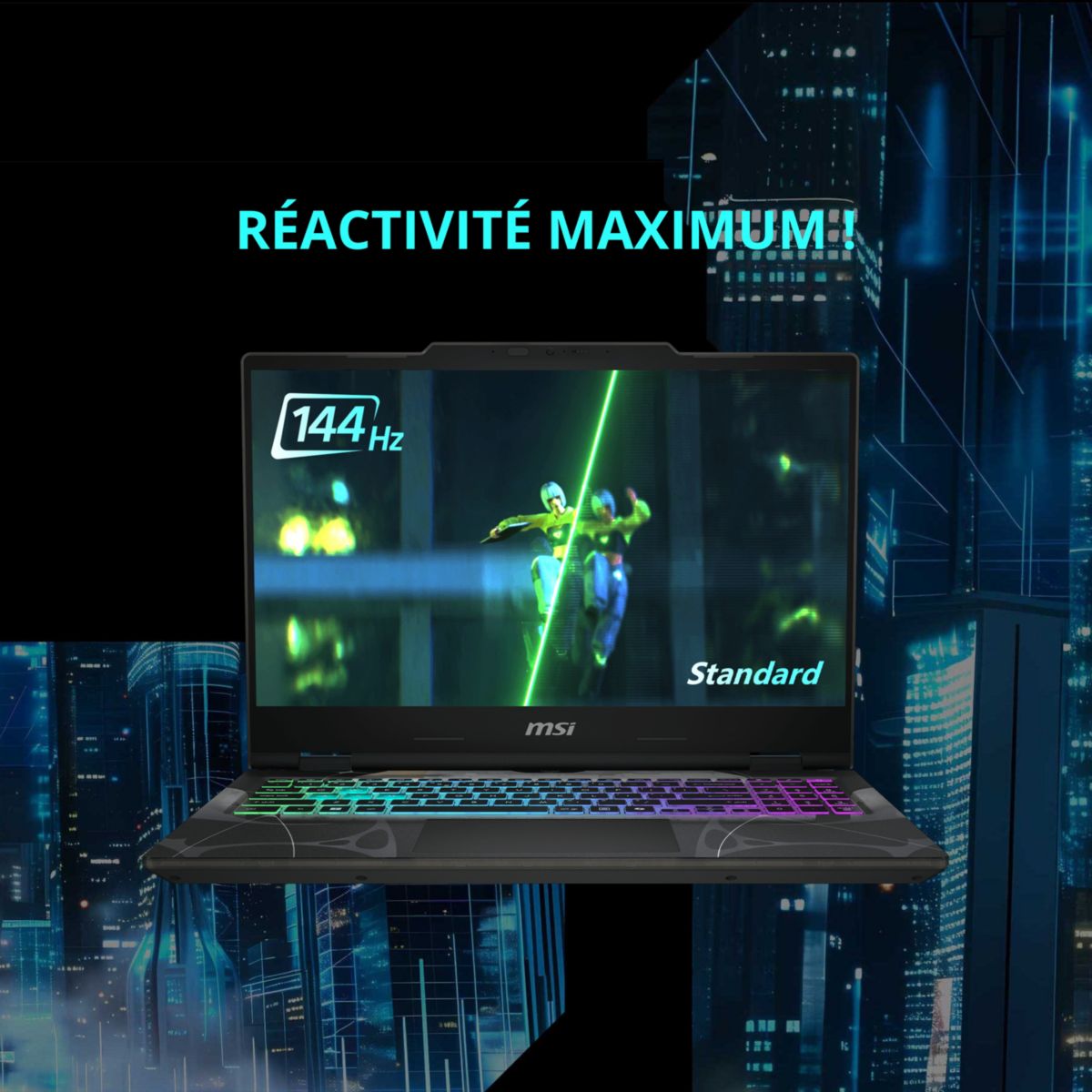 PC Gamer Cyborg 15,6" FHD 144Hz Intel Core i5 13420H Nvidia GeForce RTX 5050 16 Go RAM DDR5 SSD 512 Go couleur unique, MSI