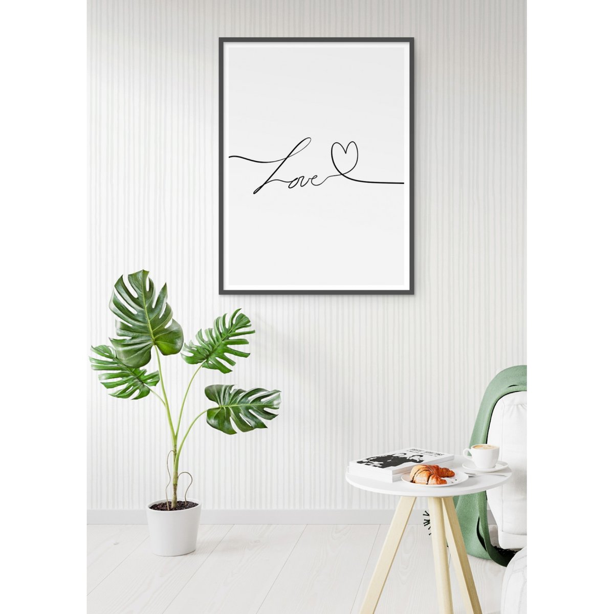 Affiche Line Art 'Love' blanc, L'AFFICHERIE