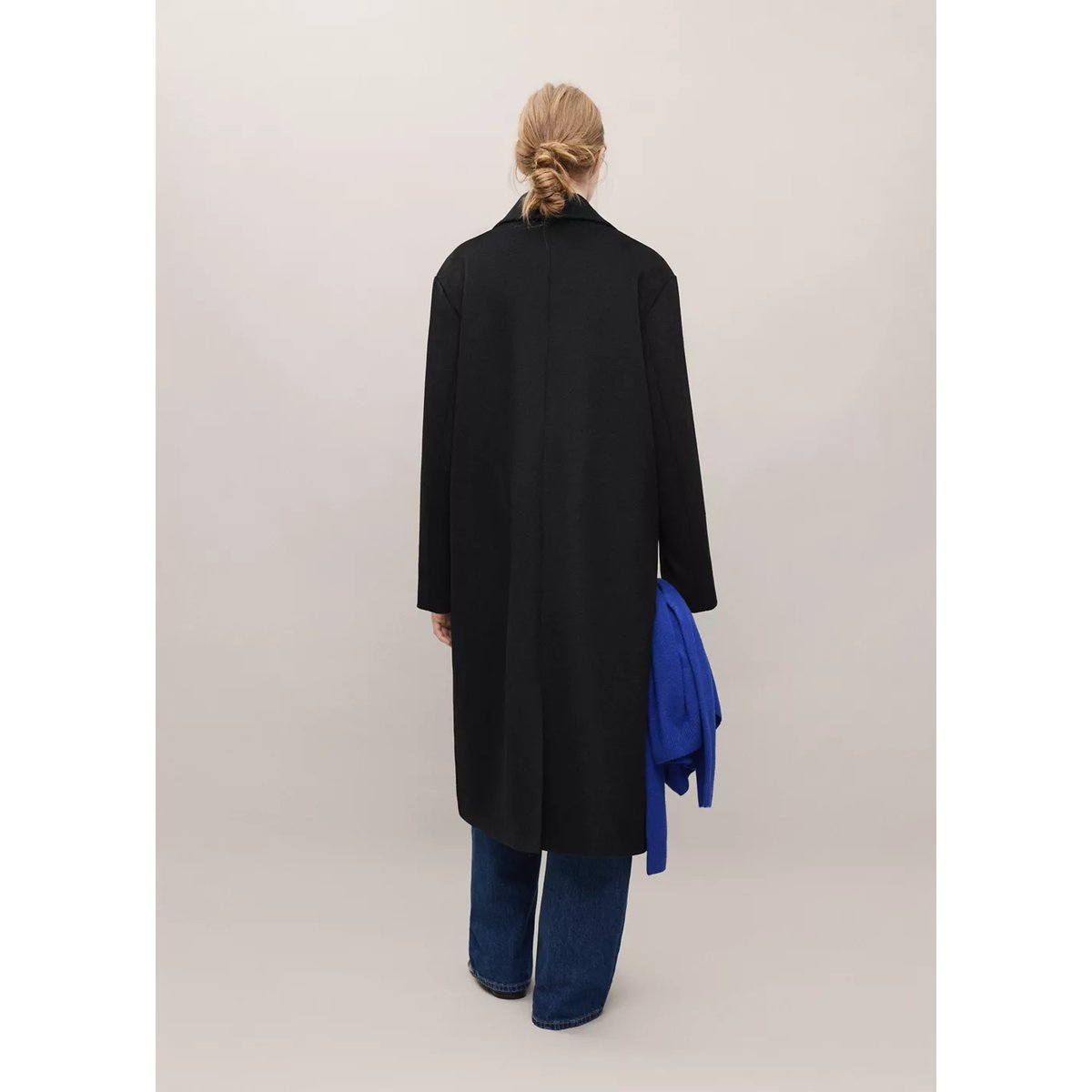 Manteau long en laine noir, MANGO TEEN