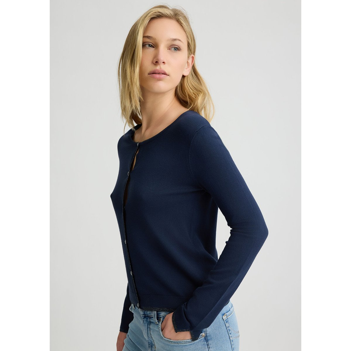 Cardigan avec boutons fantaisie bleu, LIU JO