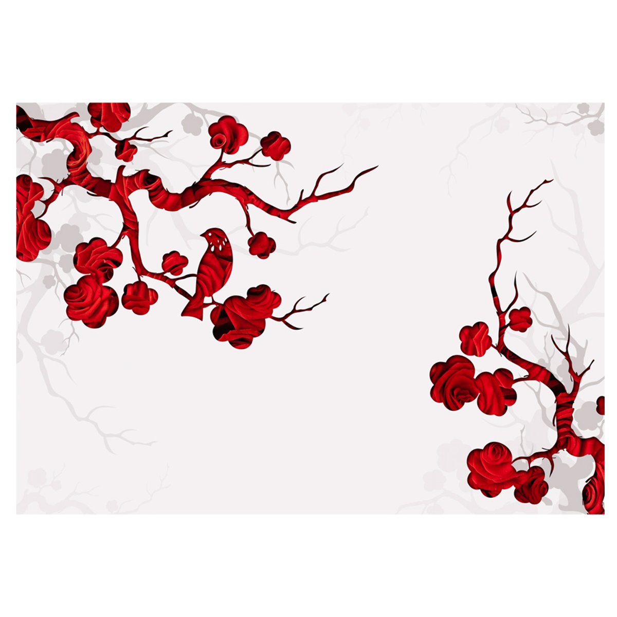 Papier peint intissé panoramique Orient Red bush rouge, EDEN