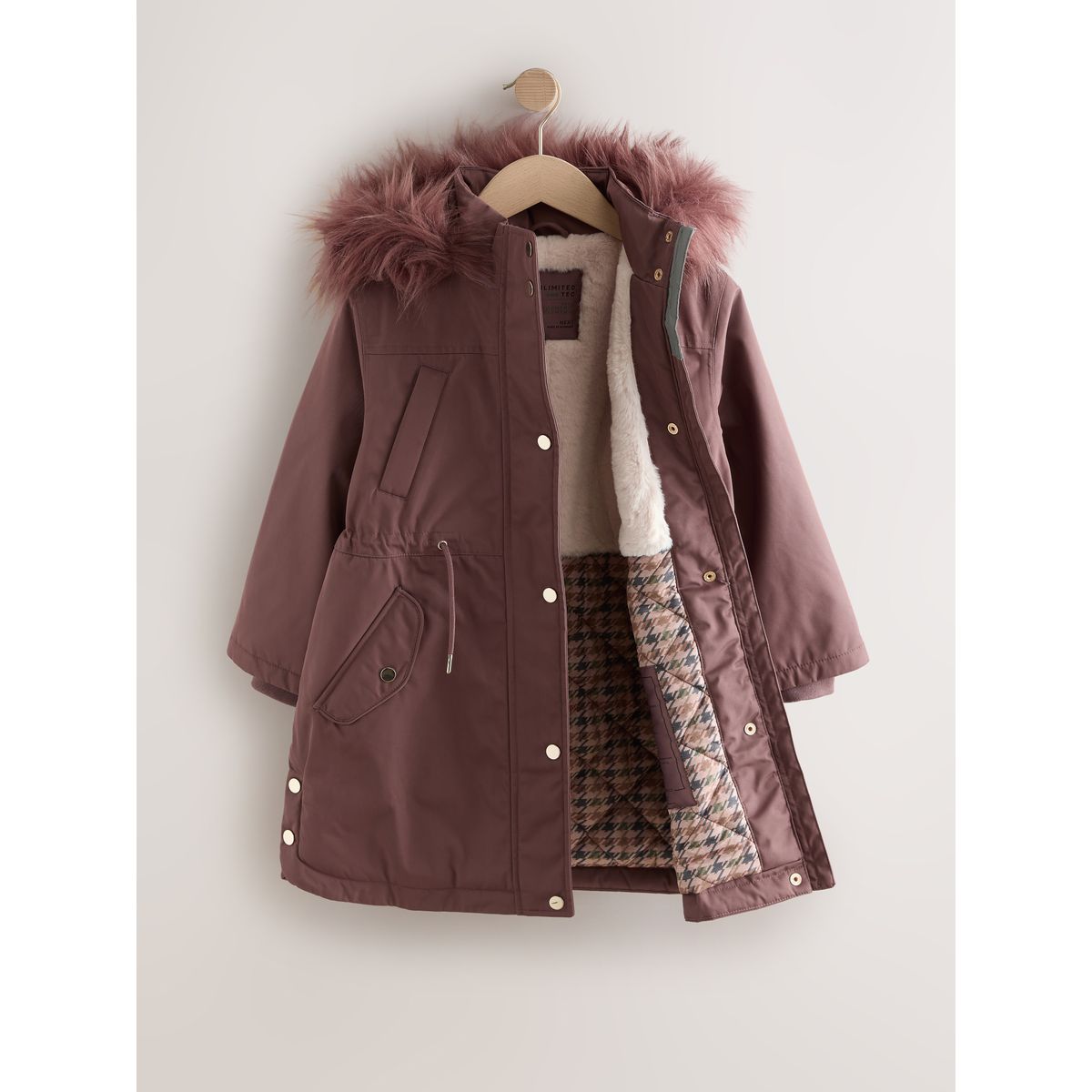 Parka imperméable matelassée avec capuche marron moka, NEXT