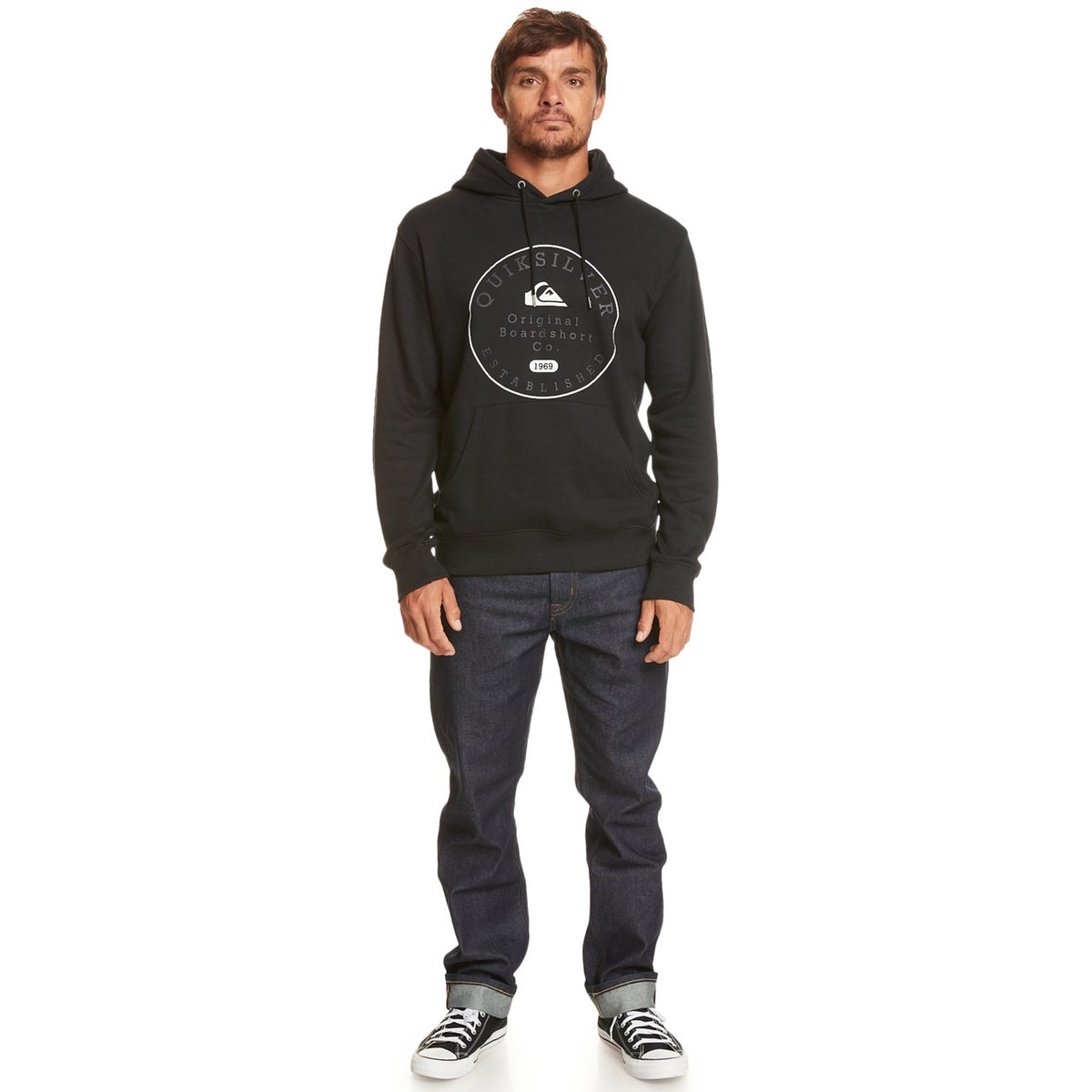 Sweat à capuche CIRCLE TRIM noir black, QUIKSILVER