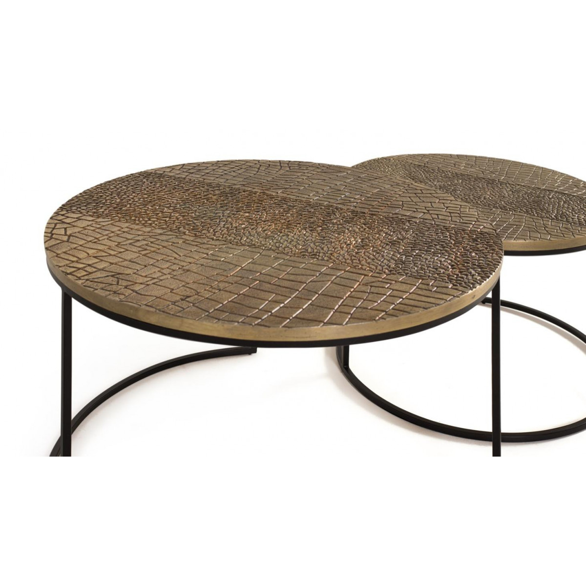 Lot de 2 tables basses or, DECORATION D’AUTREFOIS