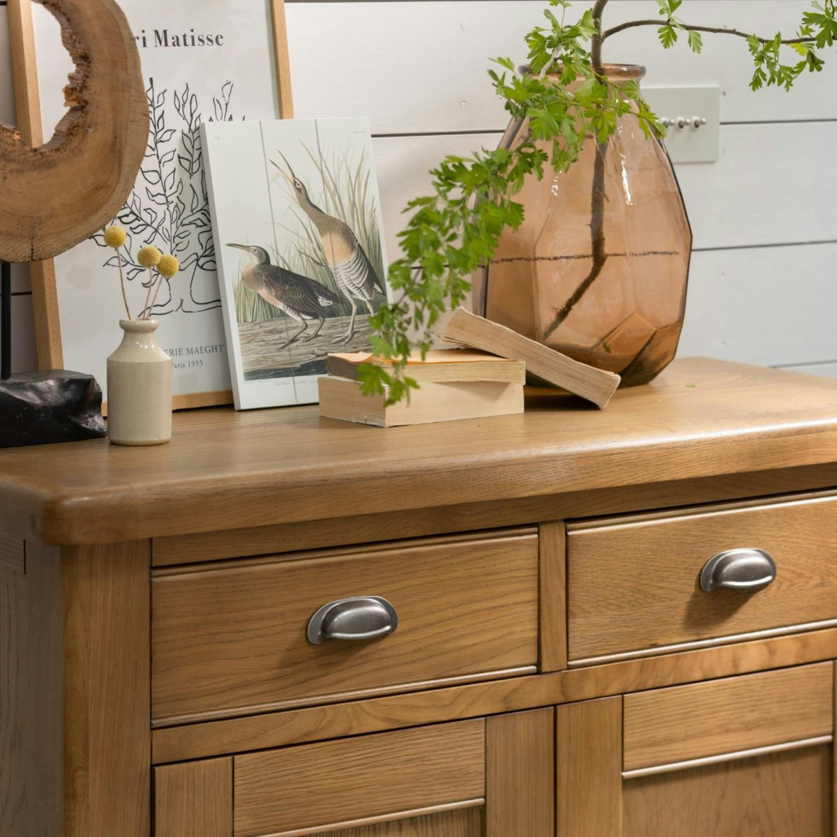 Petit buffet 2 portes en chêne VALMONT bois naturel, PIER IMPORT
