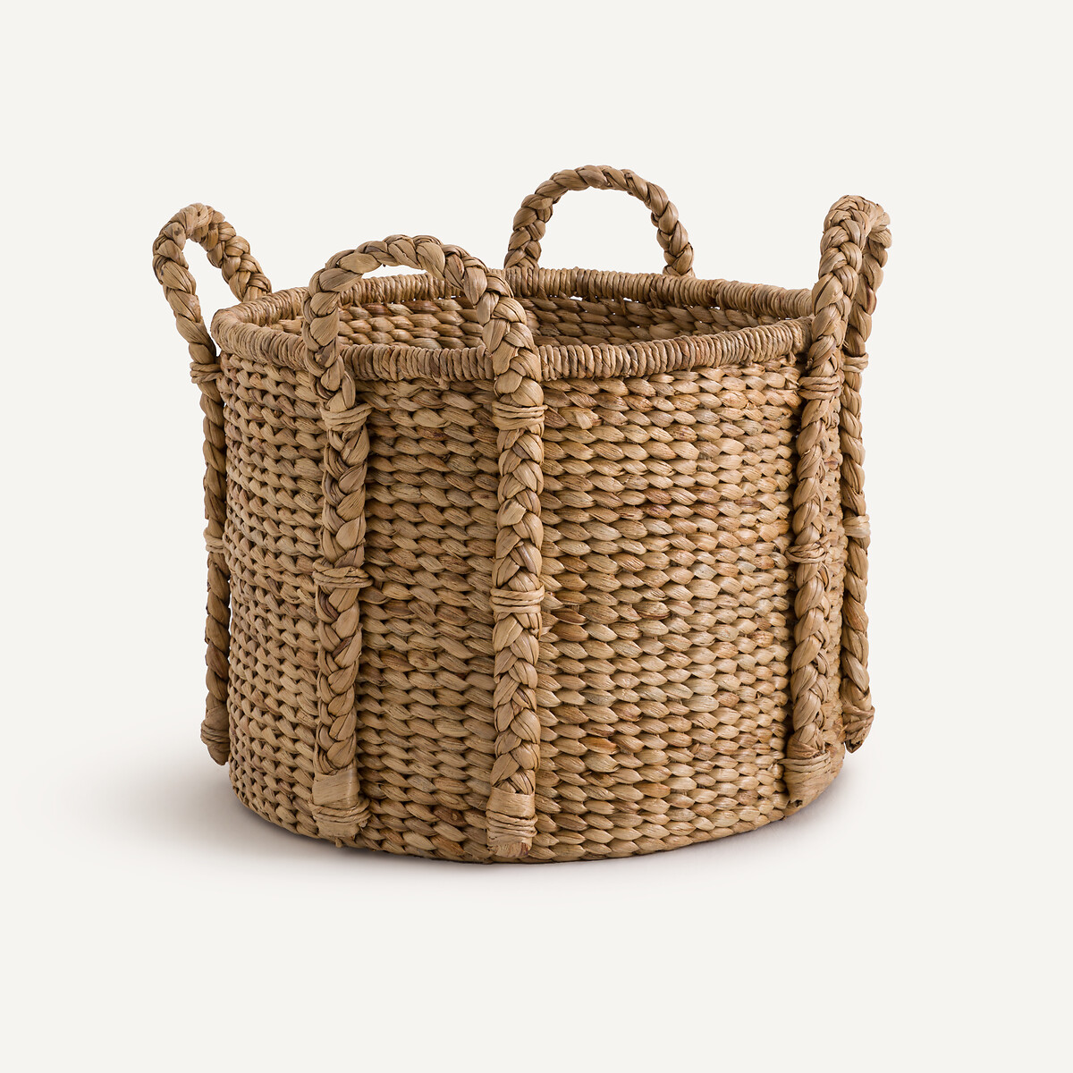Panier rond en jacinthe d'eau 4 poignées, Tima naturel, AM.PM