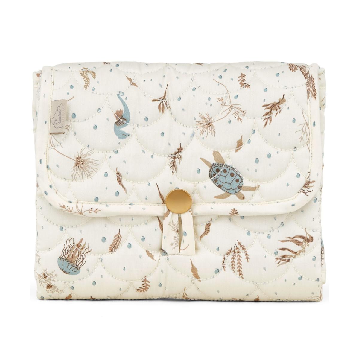 Tapis à langer bleu, marron, écru, CAM CAM