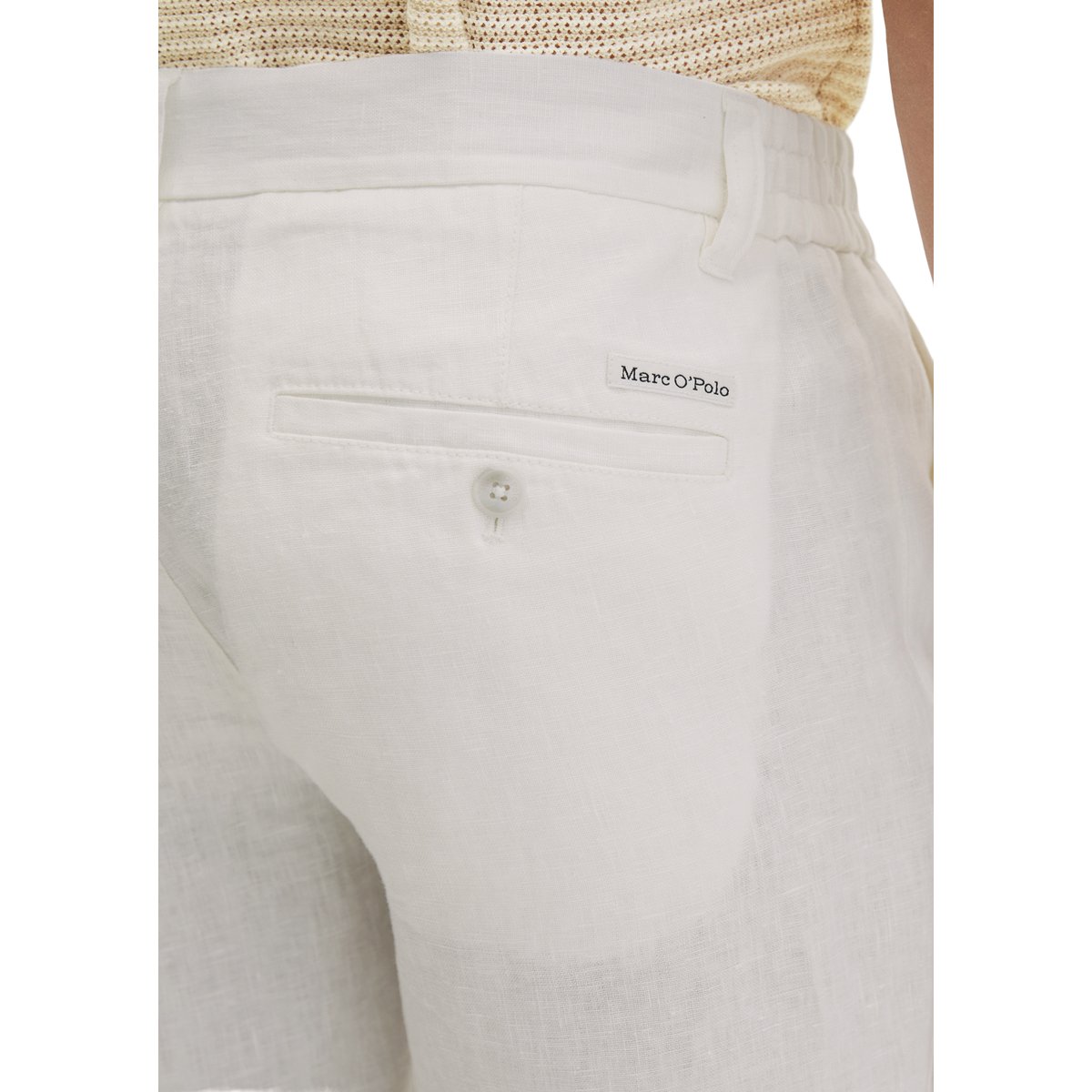 Short modèle Reso Jogger regular en lin européen blanc naturel, MARC O'POLO