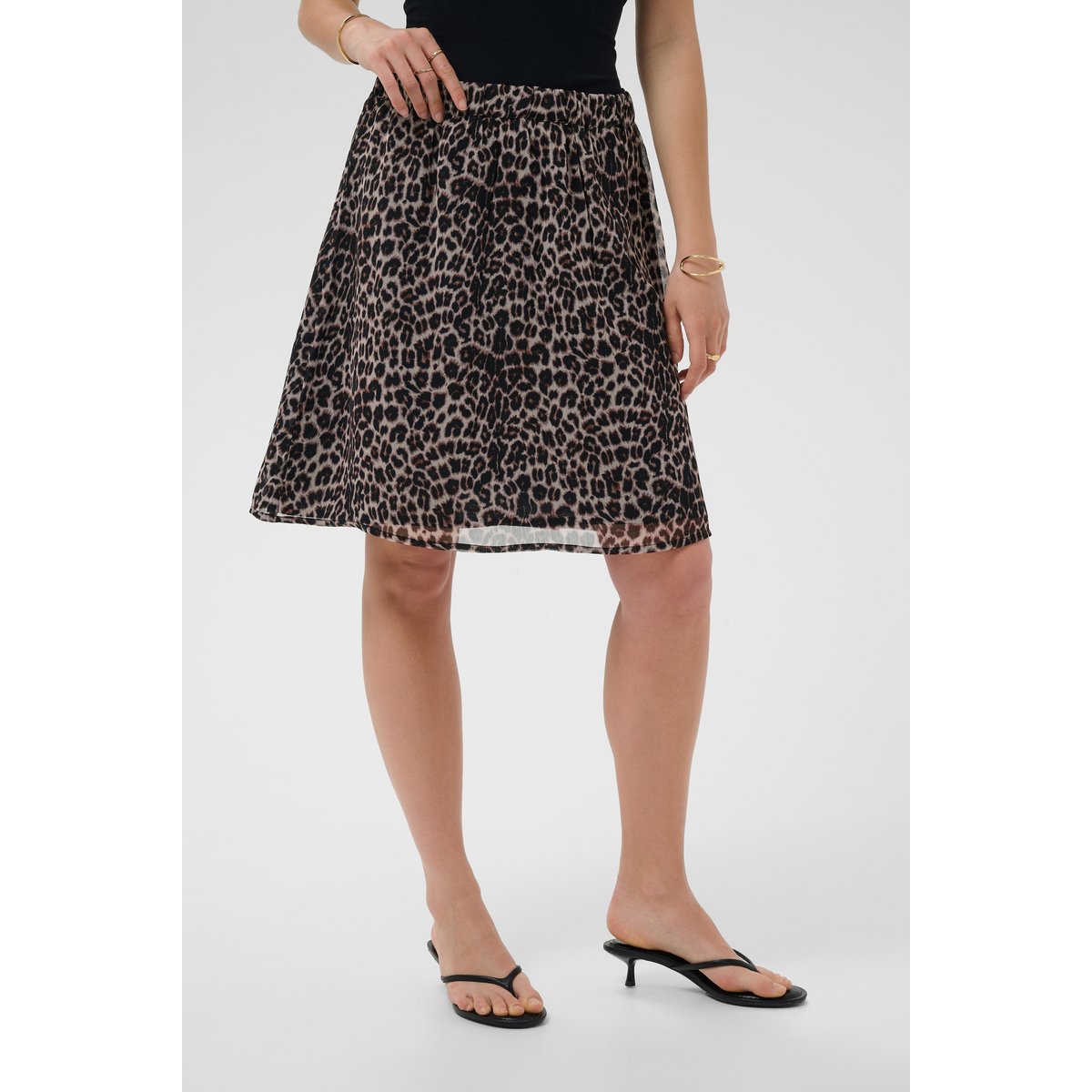 Jupe casual beige natural animal spots, CREAM