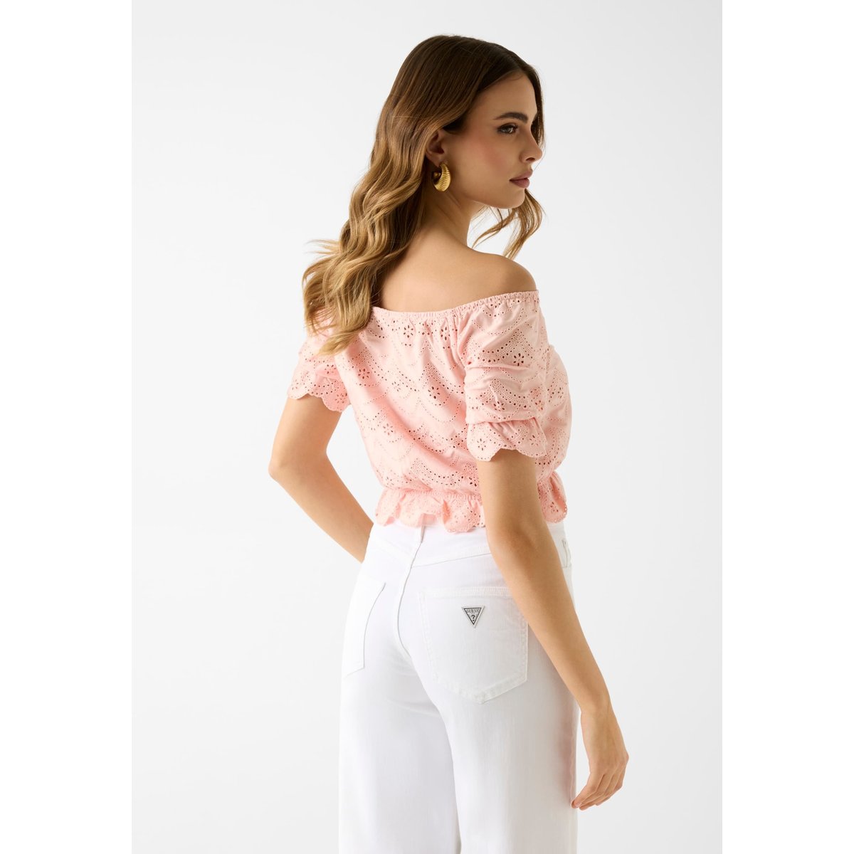Top À Œillets Dénudé Des Épaules rose multi, GUESS