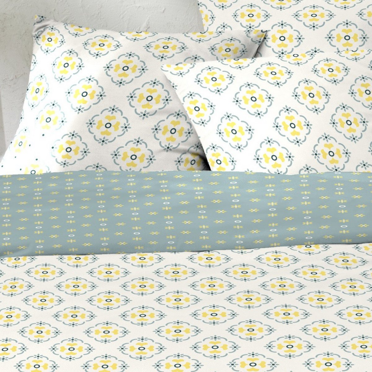 Parure de lit - Housse de couette avec taies jaune, EDEN