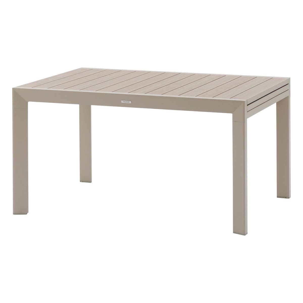 Table de jardin extensible 10 places en aluminium effet bois ÉVASION lin et argile, HESPERIDE