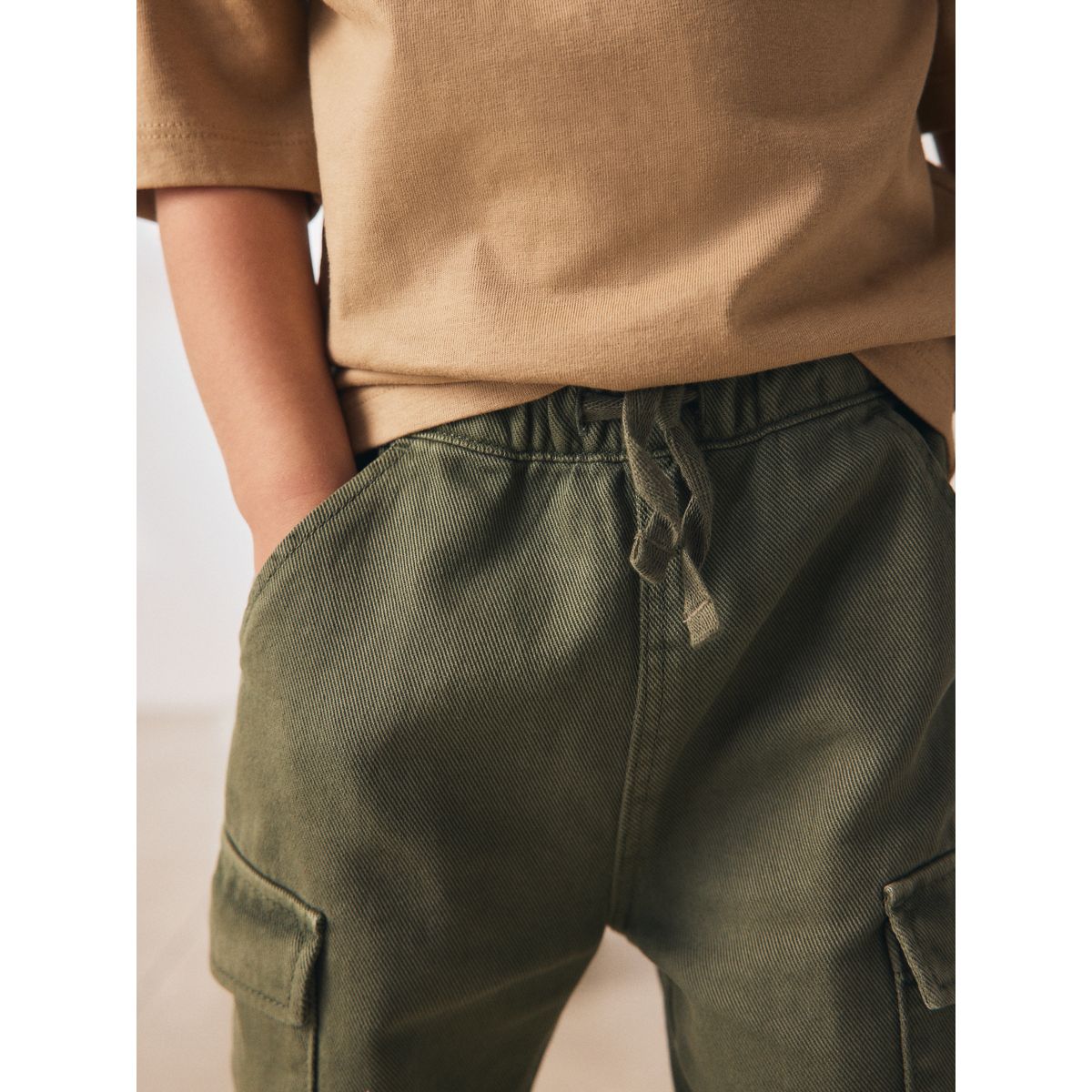 Pantalon cargo large vert kaki délavé, NEXT