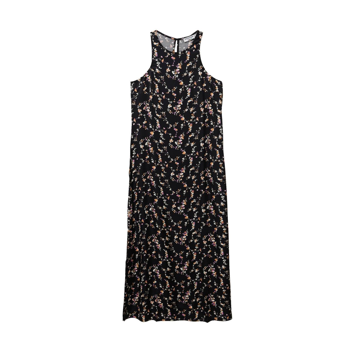 Robe longue droite sans manches col v noir, BONOBO