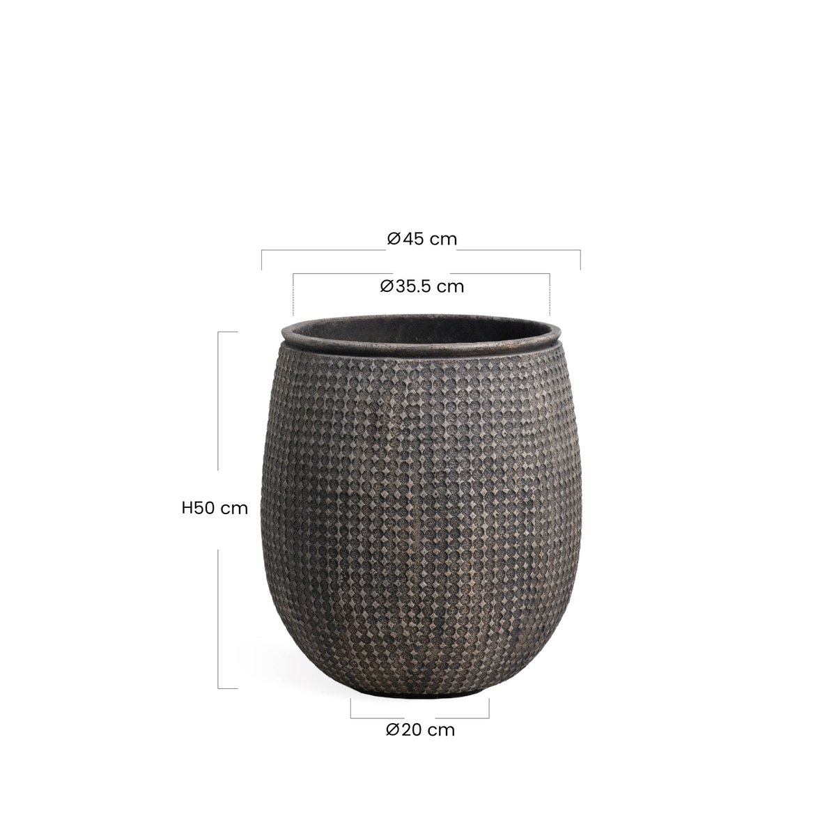 Cache-pot décoratif en ciment H50 ZEN marron, SIA DECO