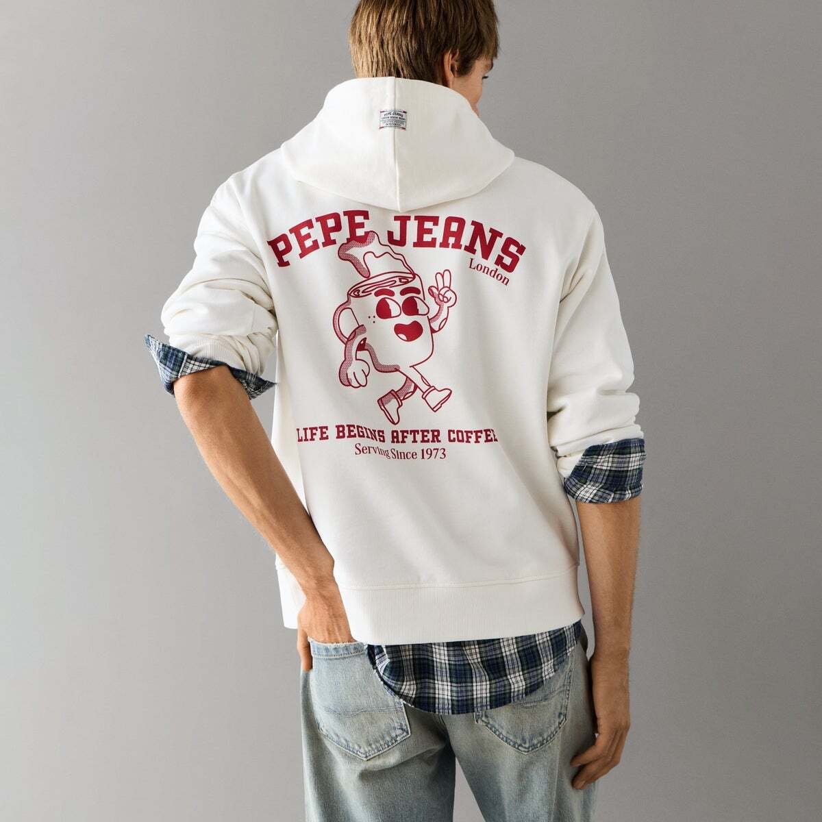 Sweat À Capuche Coupe Casual blanc cassé, PEPE JEANS
