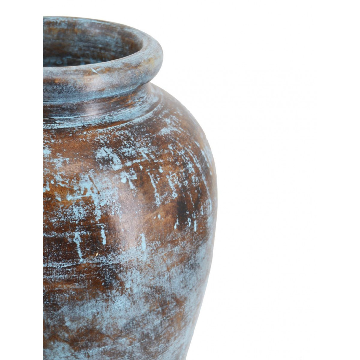 Vase terre cuite bleu, DECORATION D’AUTREFOIS