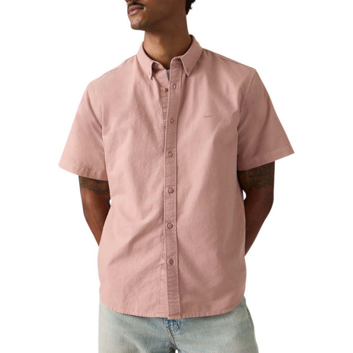 Chemise en coton rose à coupe droite pourvue d'un col boutonné rose, LEVI'S