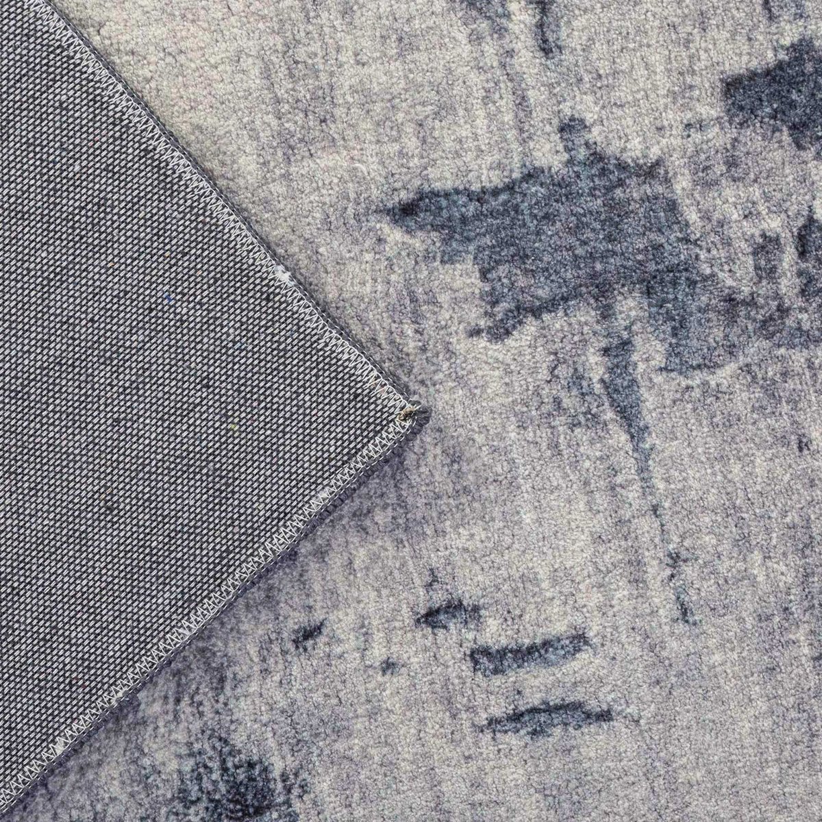 Tapis en polyester imprimé à la machine anthracite multicolore, GINO FALCONE