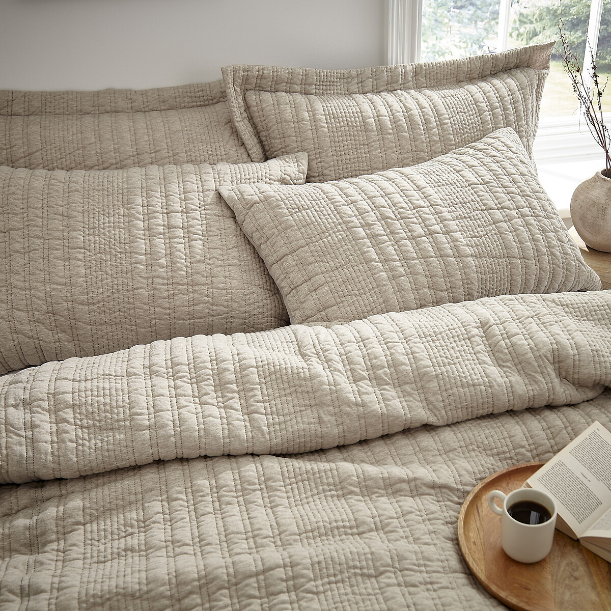 Tamba Jersey Stripe Duvet Cover and Pillowcase Set Natural natural beige, PINEAPPLE ELEPHANT