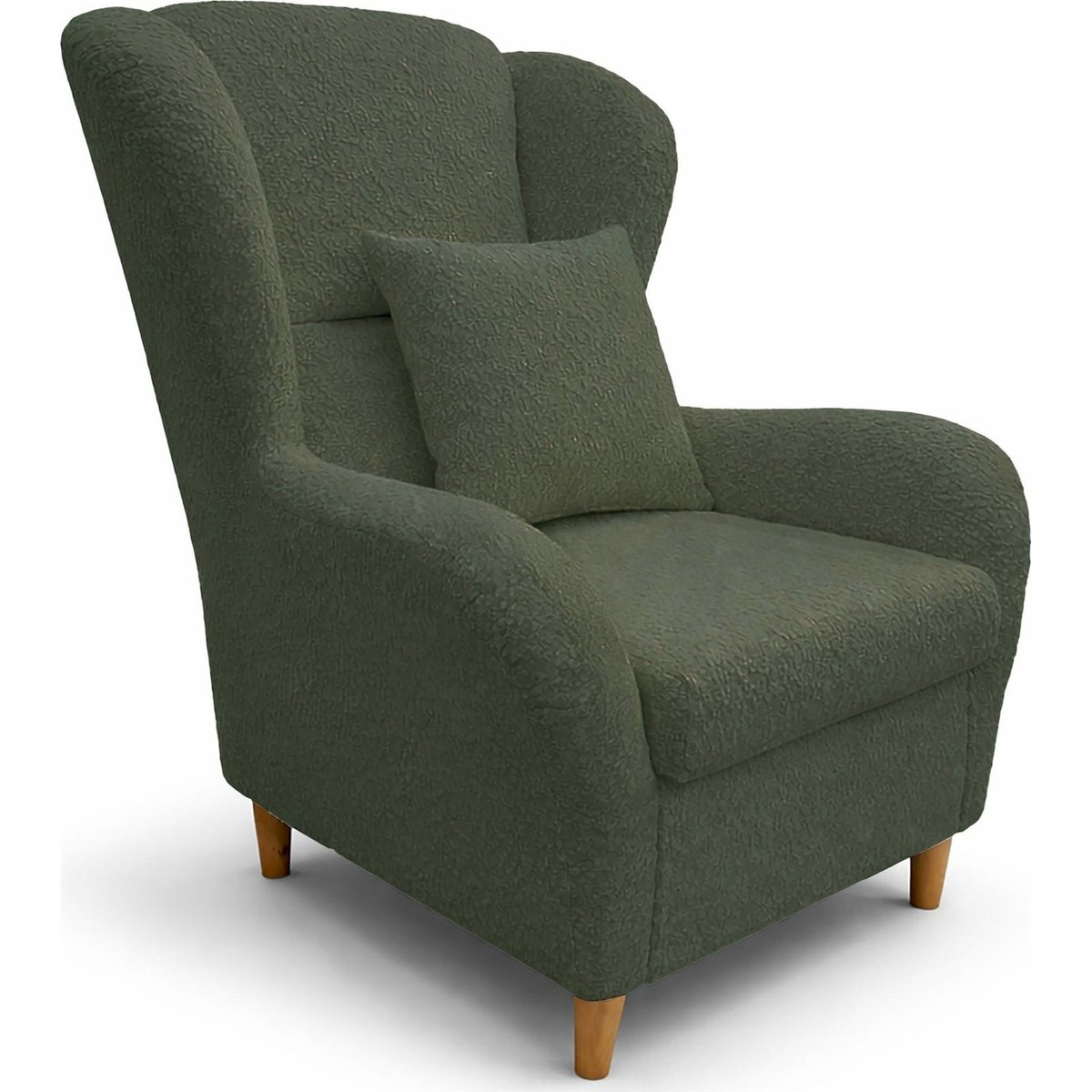 Fauteuil bergère en chenille TEDDLO gris clair bouclé alice, RECOLLECTION