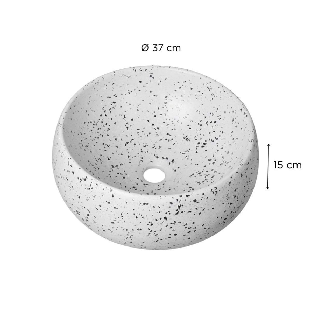 Vasque à poser ronde en terrazzo 40cm ZOLI blanc, MOB IN