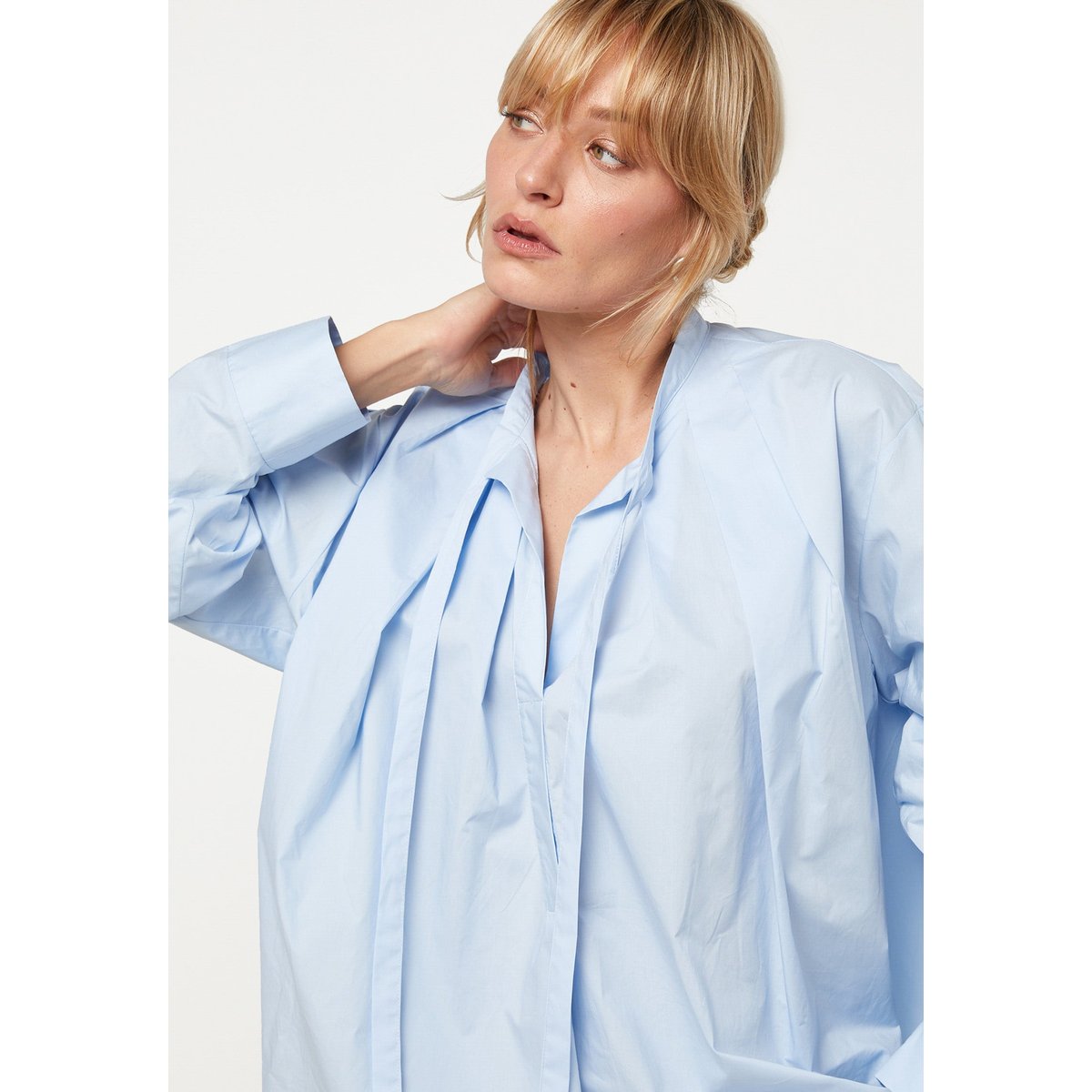 Chemise oversize col officier en coton bleu ciel, RODIER