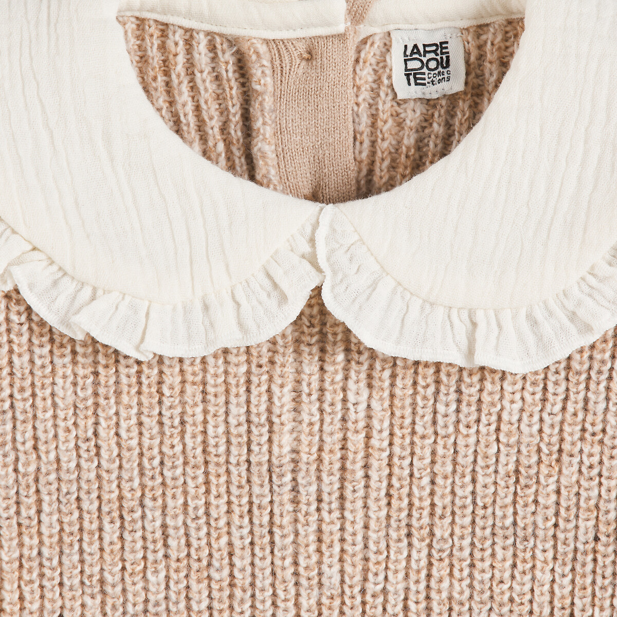 Pull col claudine en fine maille beige chiné, LA REDOUTE COLLECTIONS