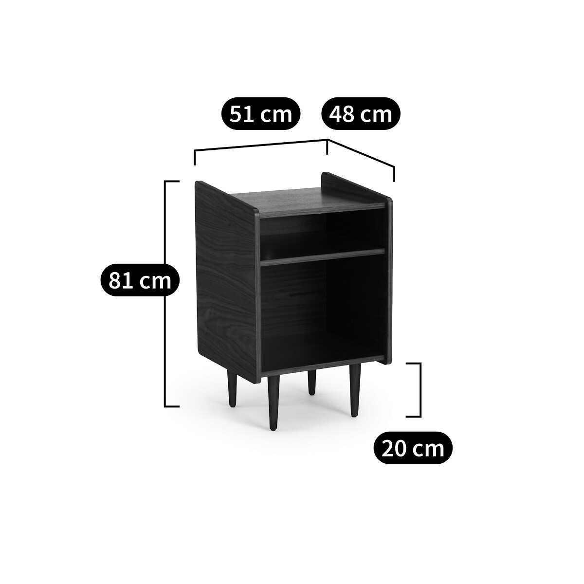 Meuble vintage pour vinyles L51 cm, Ronda noyer, LA REDOUTE INTERIEURS