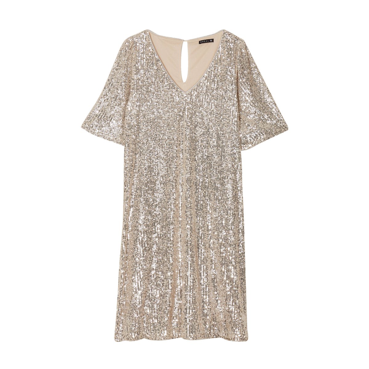 Robe évasée sequins couleur or, BREAL