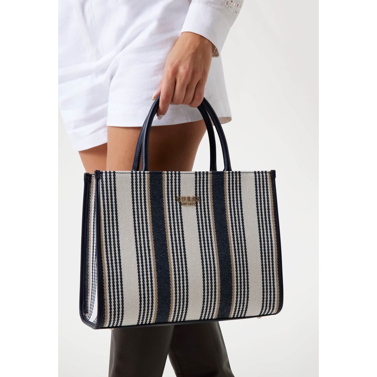 Sac À Main Nicolette En Toile blau multi, GUESS