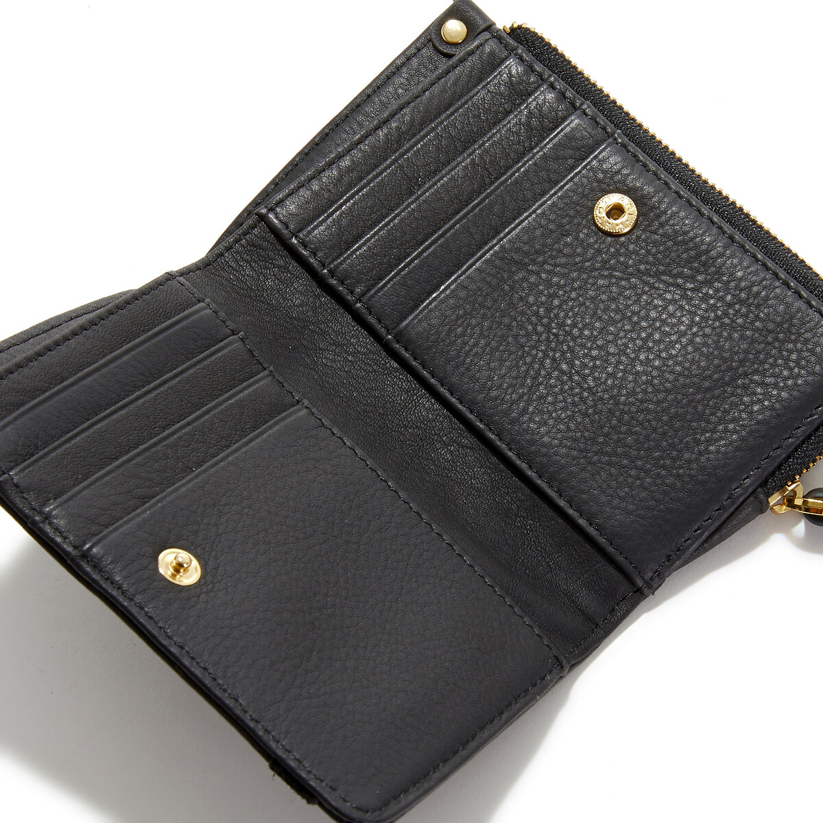 Portefeuille zippé en cuir ROZA noir, NAT & NIN