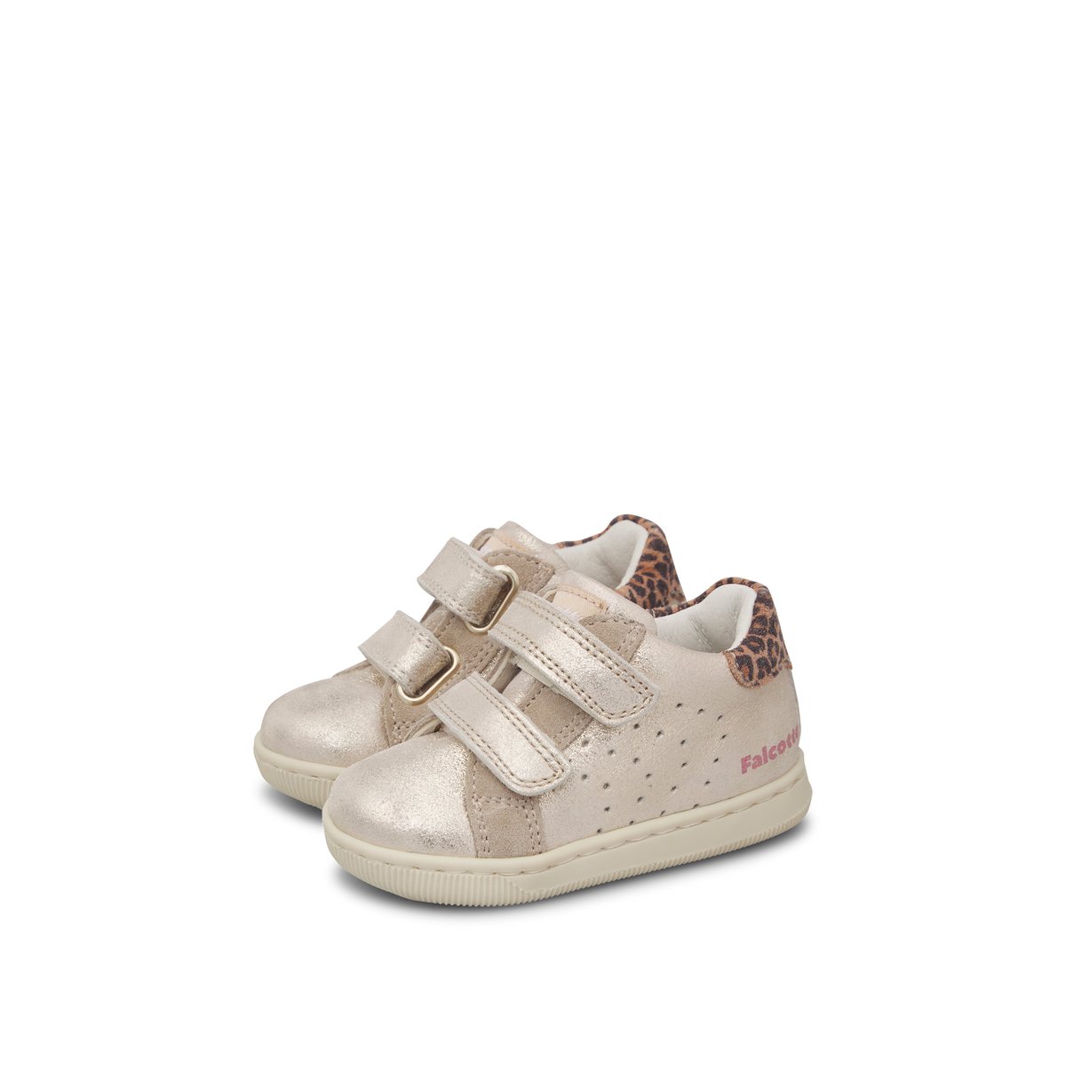 Baskets en cuir et suède KINER VL platine-beige, FALCOTTO