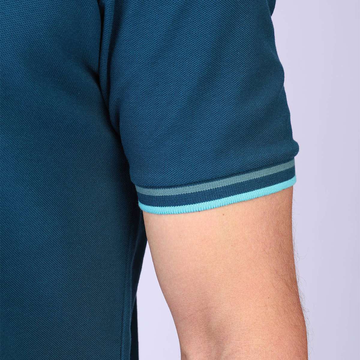 T-shirt maille piquée Henri bleu petrole, MISE AU GREEN