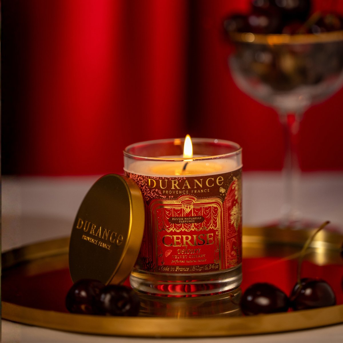 Bougie Parfumée Cerise Velours couleur unique, DURANCE