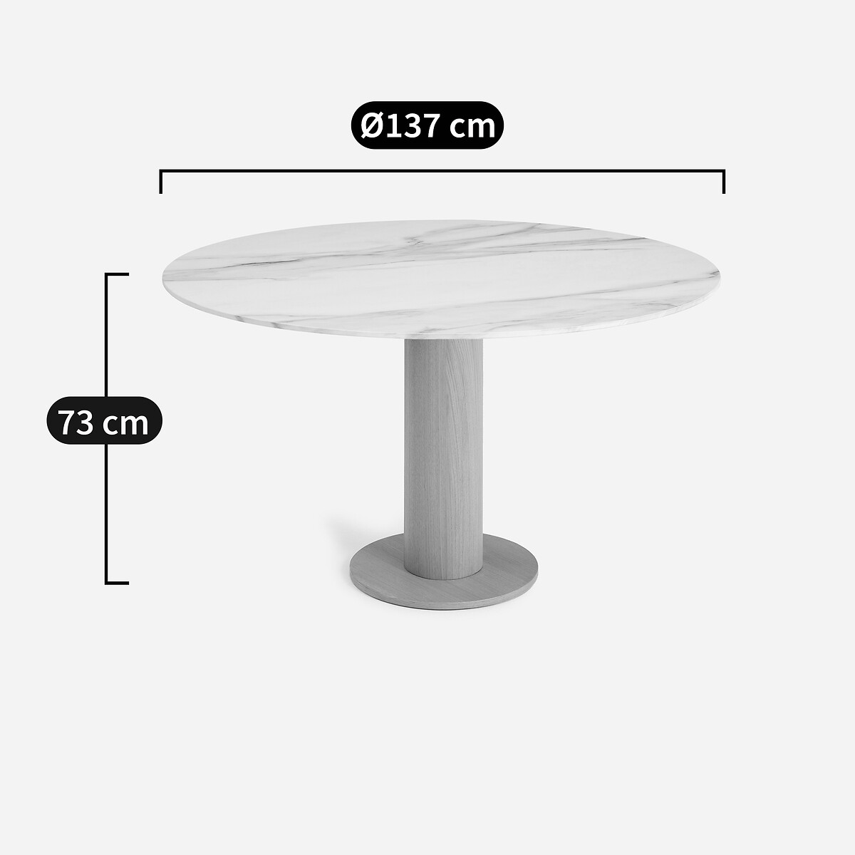Piano da tavolo rotondo in ceramica diametro 137 cm, ROUNDO bianco ceramico, AM.PM