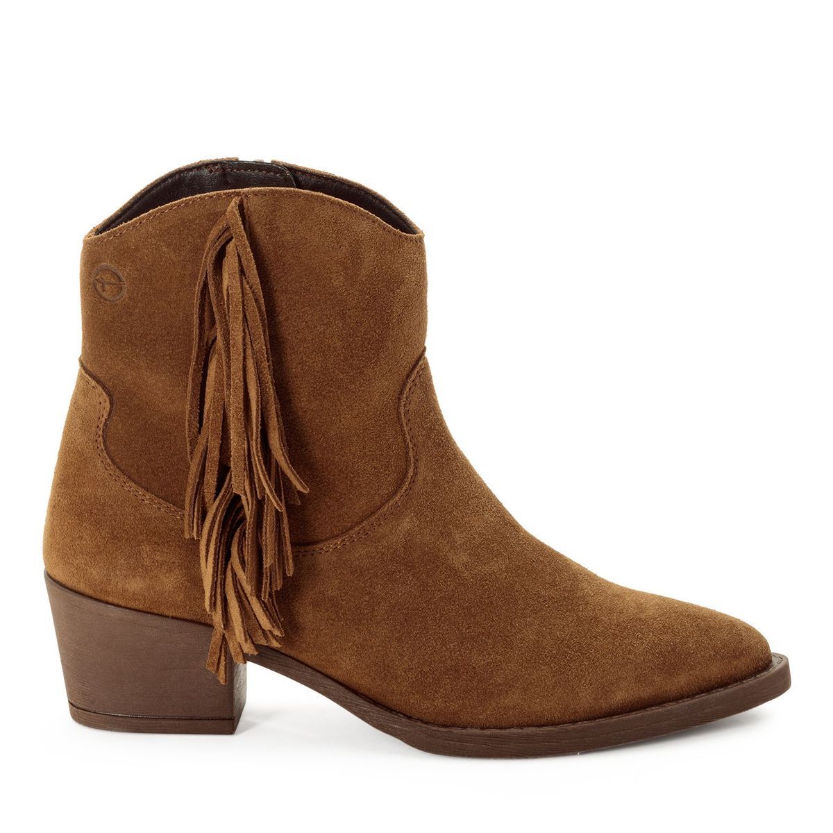 Bottine en cuir marron combiné, TAMARIS