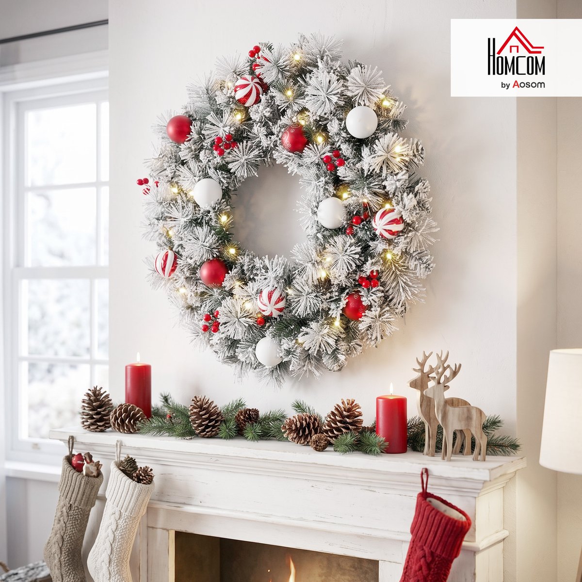 Couronne de Noël PVC Vert vert, HOMCOM
