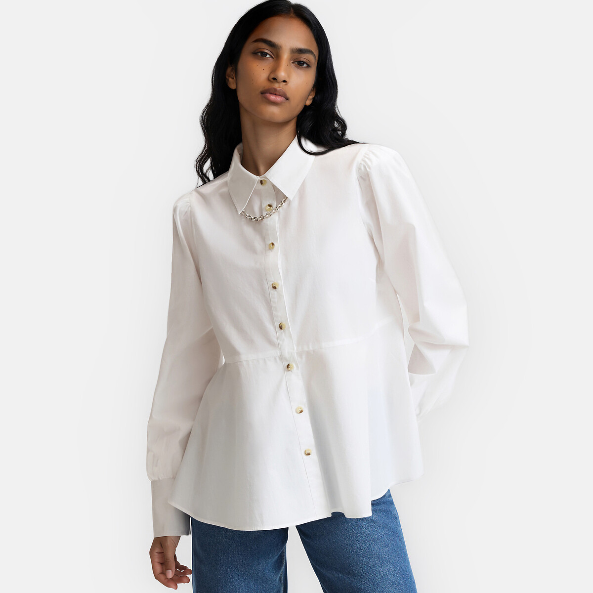 Chemise évasée, manches longues blanc, LA REDOUTE COLLECTIONS